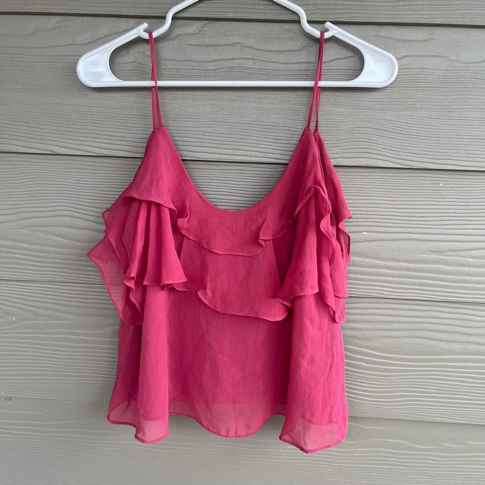 Zara pink ruffled flounce crop tank top